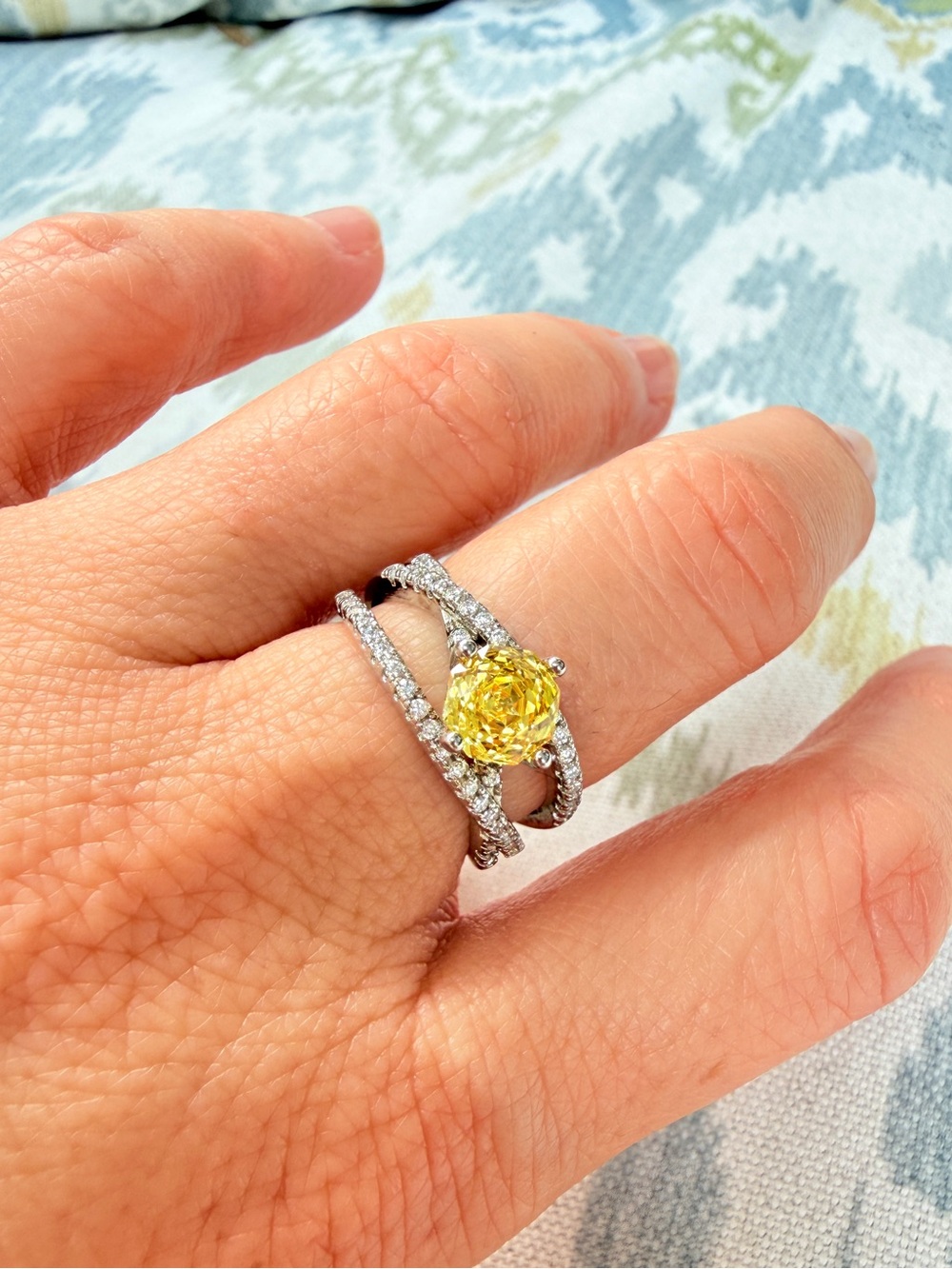 Yellow rose cut Halo Twist Ring - Elegant Women’s Jewelry